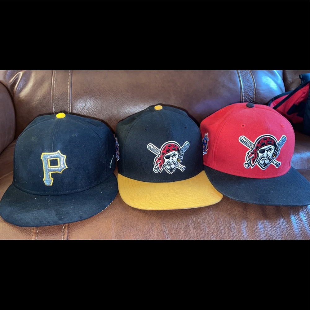 Set of 3 Pittsburgh Pirate flattop baseball hats